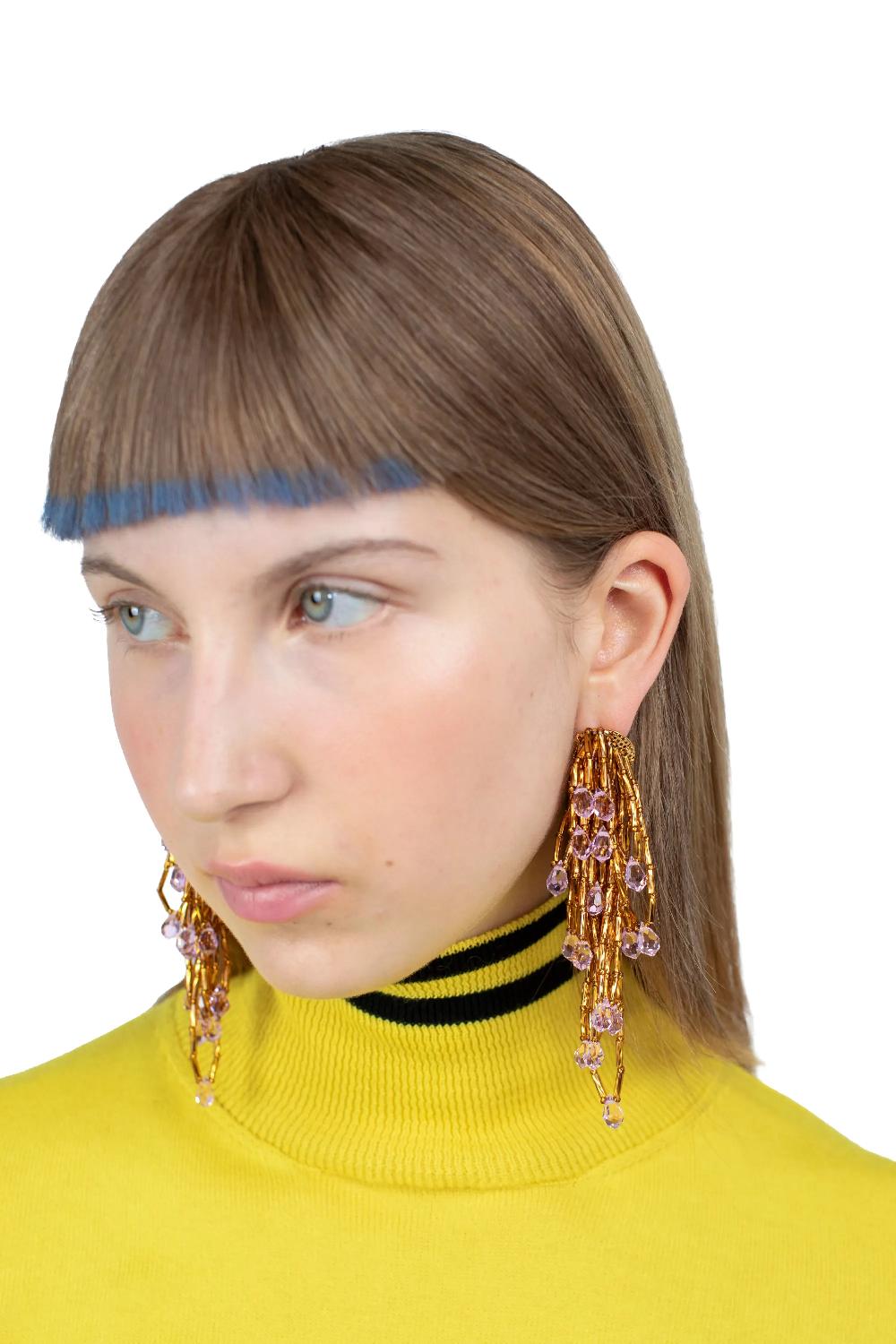 Kiko Kostadinov COWEN BEADED EARRINGS - GOLD/LIGHT ROSE