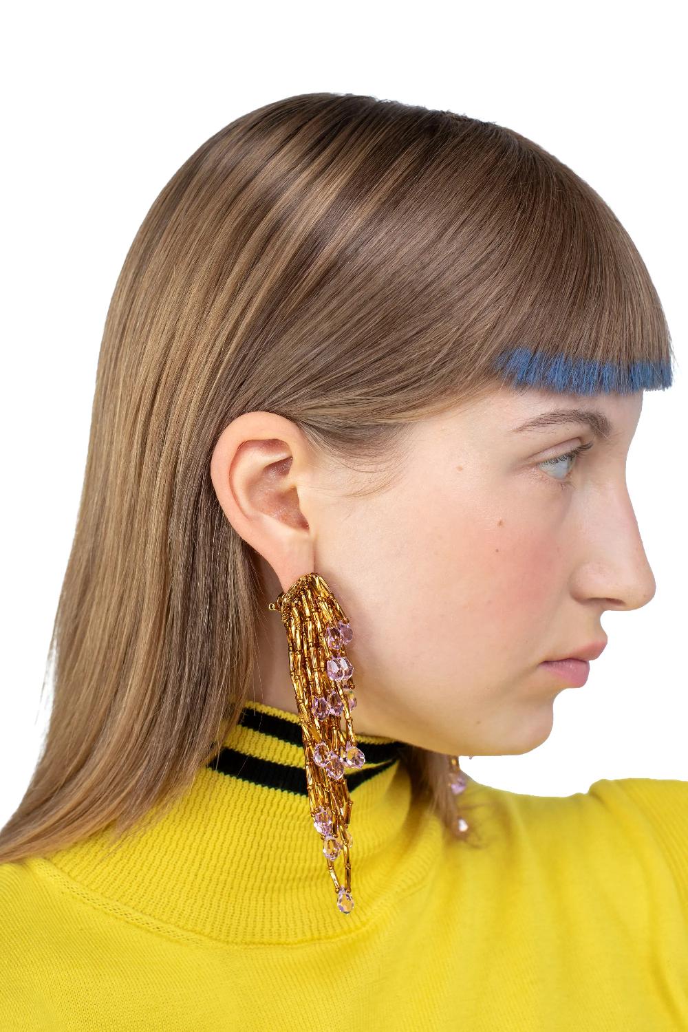 Kiko Kostadinov COWEN BEADED EARRINGS - GOLD/LIGHT ROSE