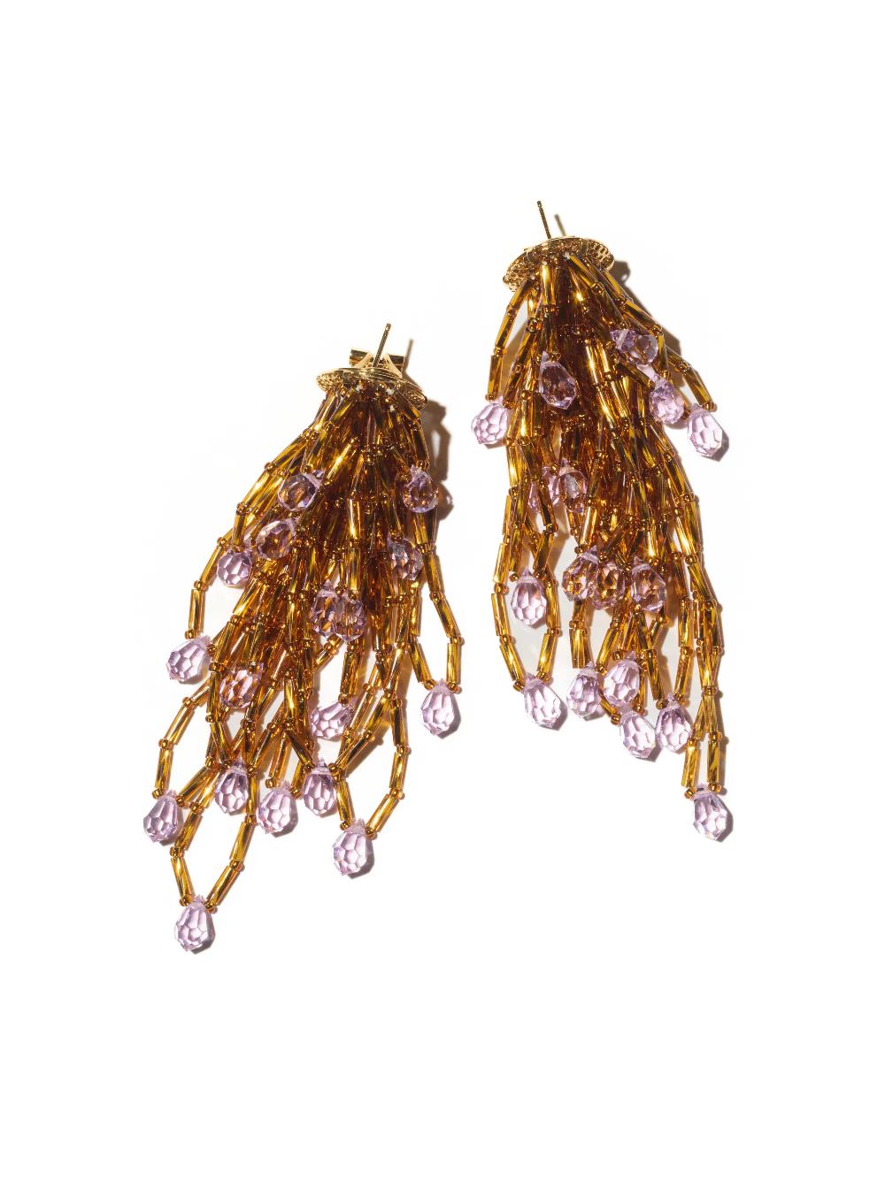kiko kostadinov COWEN BEADED EARRINGS - GOLD/LIGHT ROSE