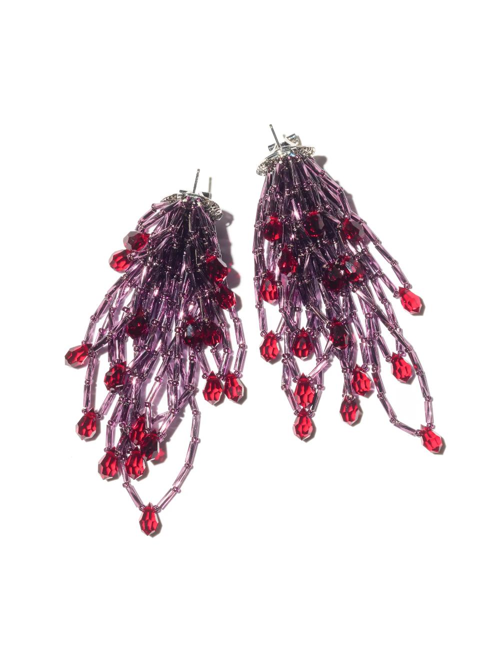 kiko kostadinov COWEN BEADED EARRINGS - METALLIC PURPLE/SIAM