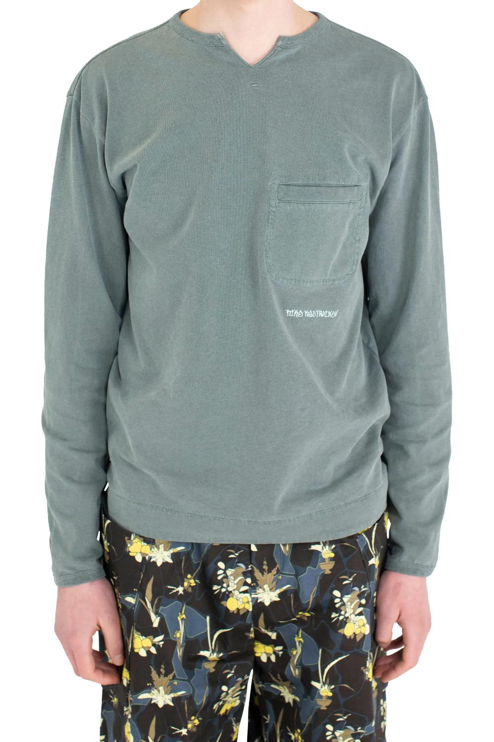 kiko kostadinov Exclusive – DUENEZ APPLIQUE TOP - WASHED GREEN