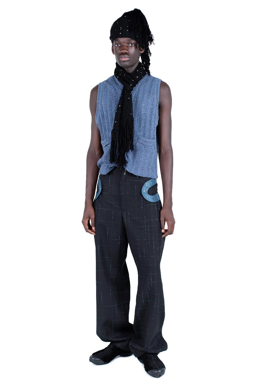 Kiko Kostadinov FITZ TROUSER - SPACE CHECK/PEACOCK BLUE