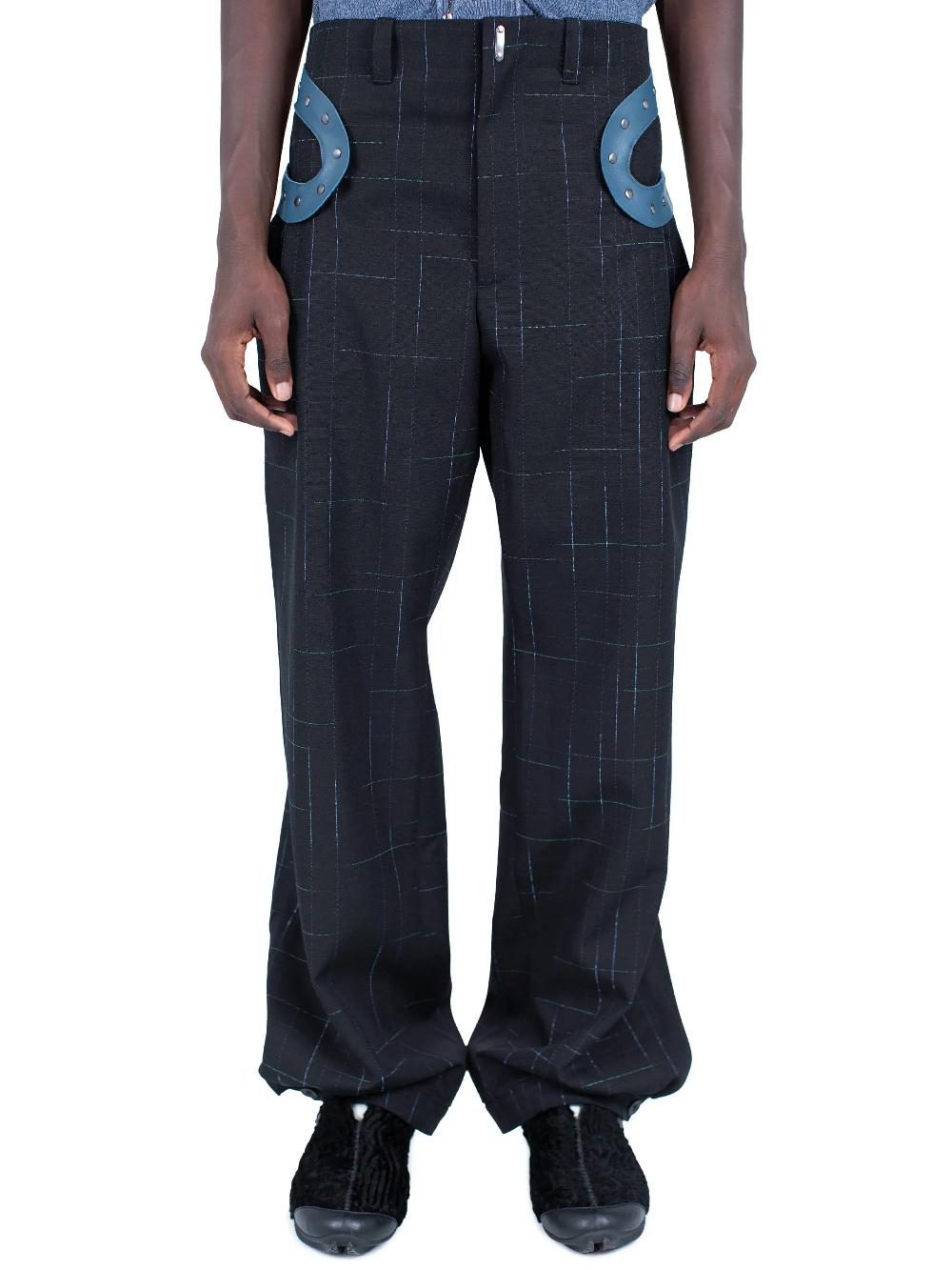 kiko kostadinov FITZ TROUSER - SPACE CHECK/PEACOCK BLUE