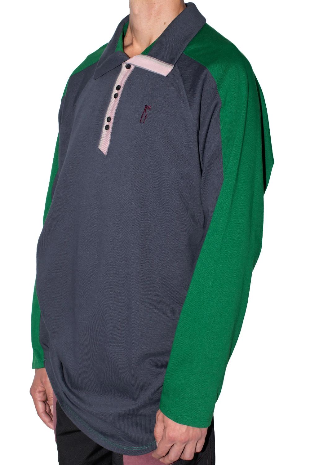 Kiko Kostadinov HALISHA TOP - DIM GREY/ HUNTER GREEN/ HEATHER PINK