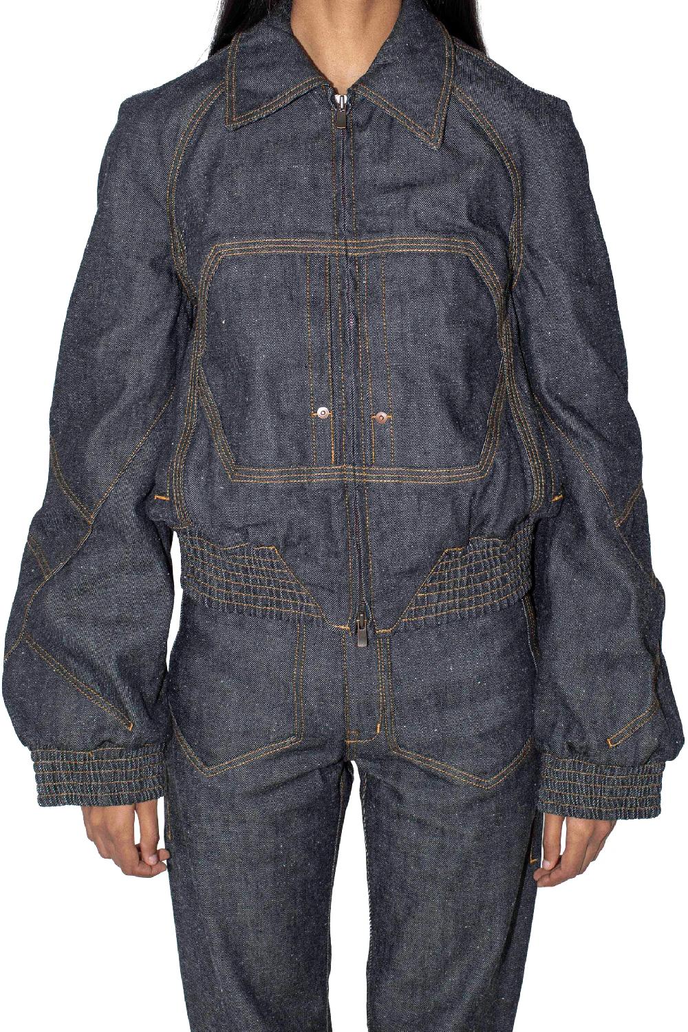 kiko kostadinov K BOMBER JACKET - MOTTLED DARK INDIGO