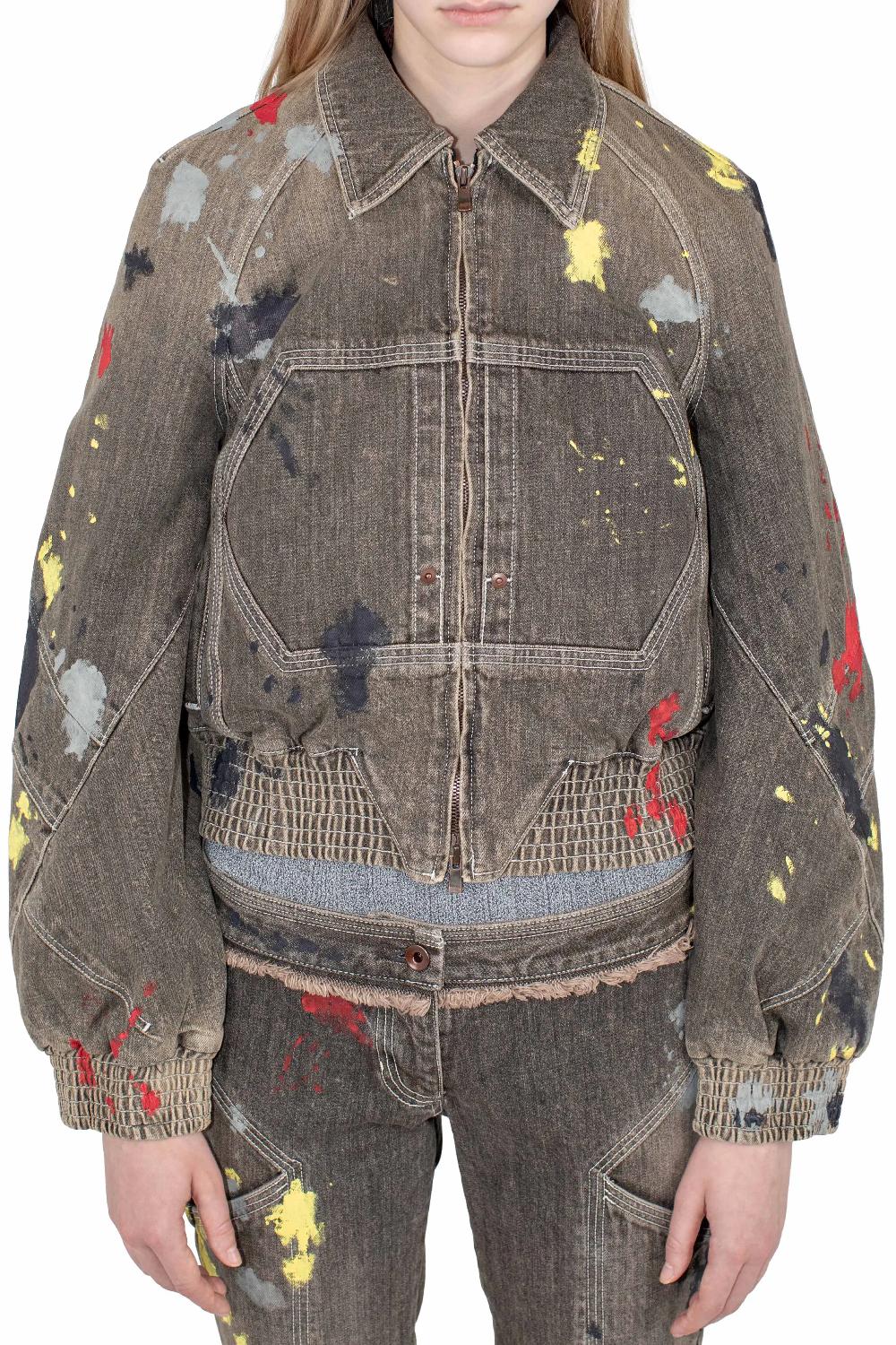 kiko kostadinov K PAINTED BOMBER JACKET - WASHED BROWN