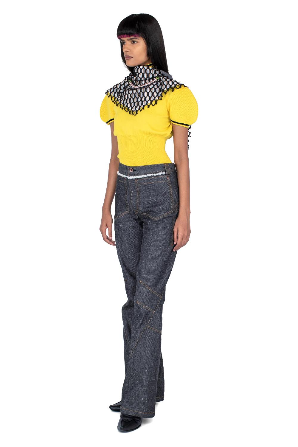 Kiko Kostadinov K STRAIGHT LEG JEAN - MOTTLED DARK INDIGO