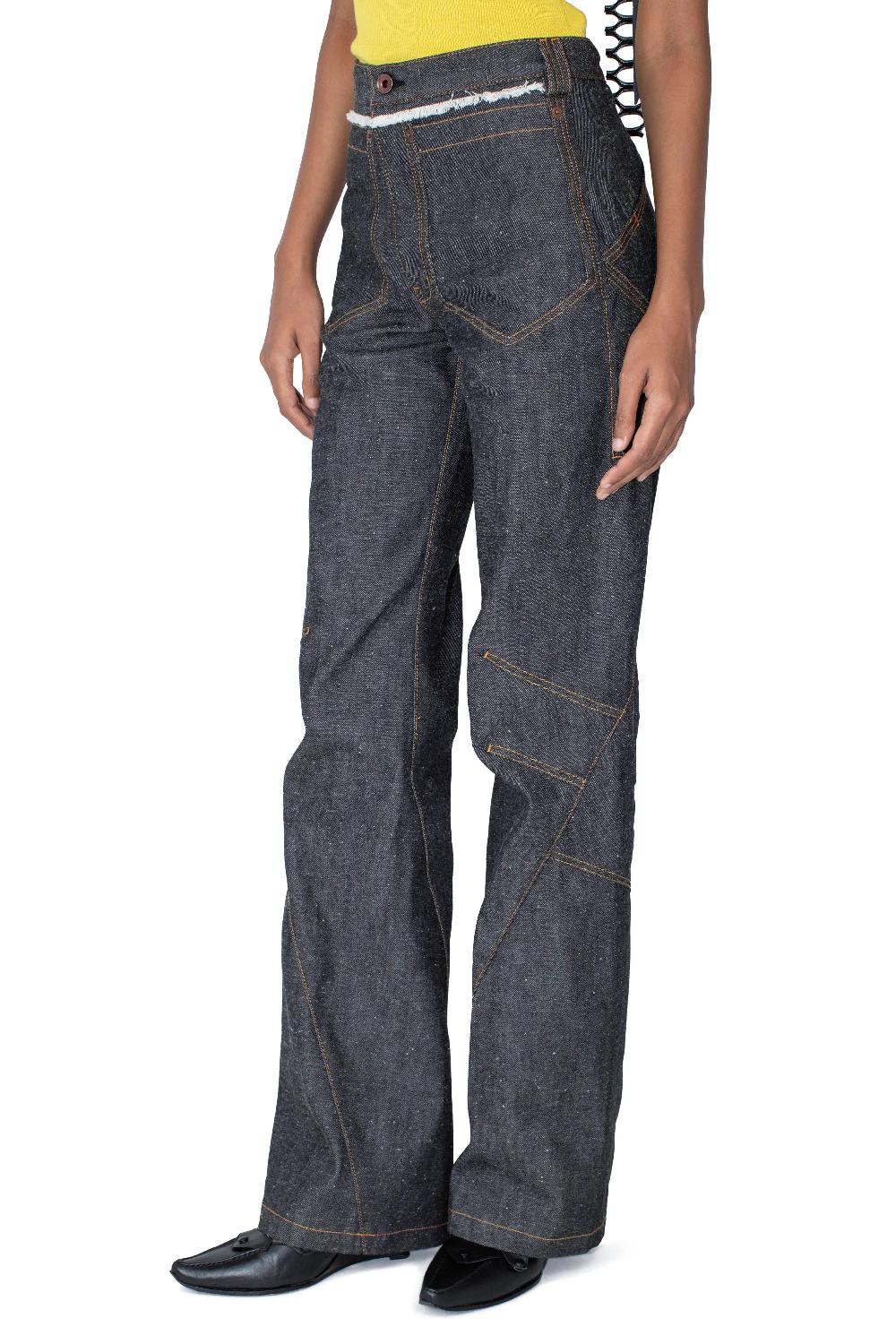 Kiko Kostadinov K STRAIGHT LEG JEAN - MOTTLED DARK INDIGO