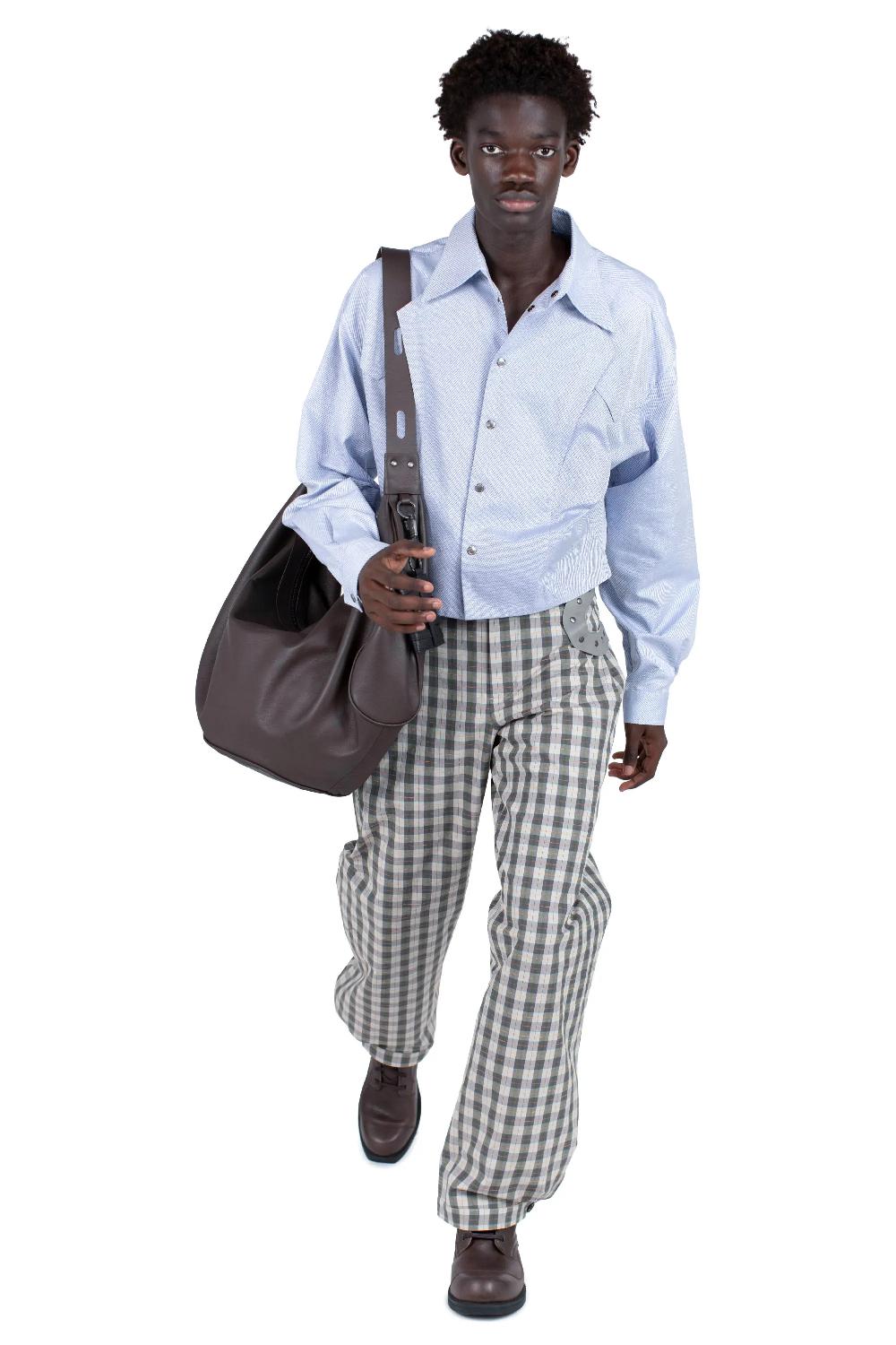 Kiko Kostadinov FITZ TROUSER - OYSTER CHECK/TAUPE