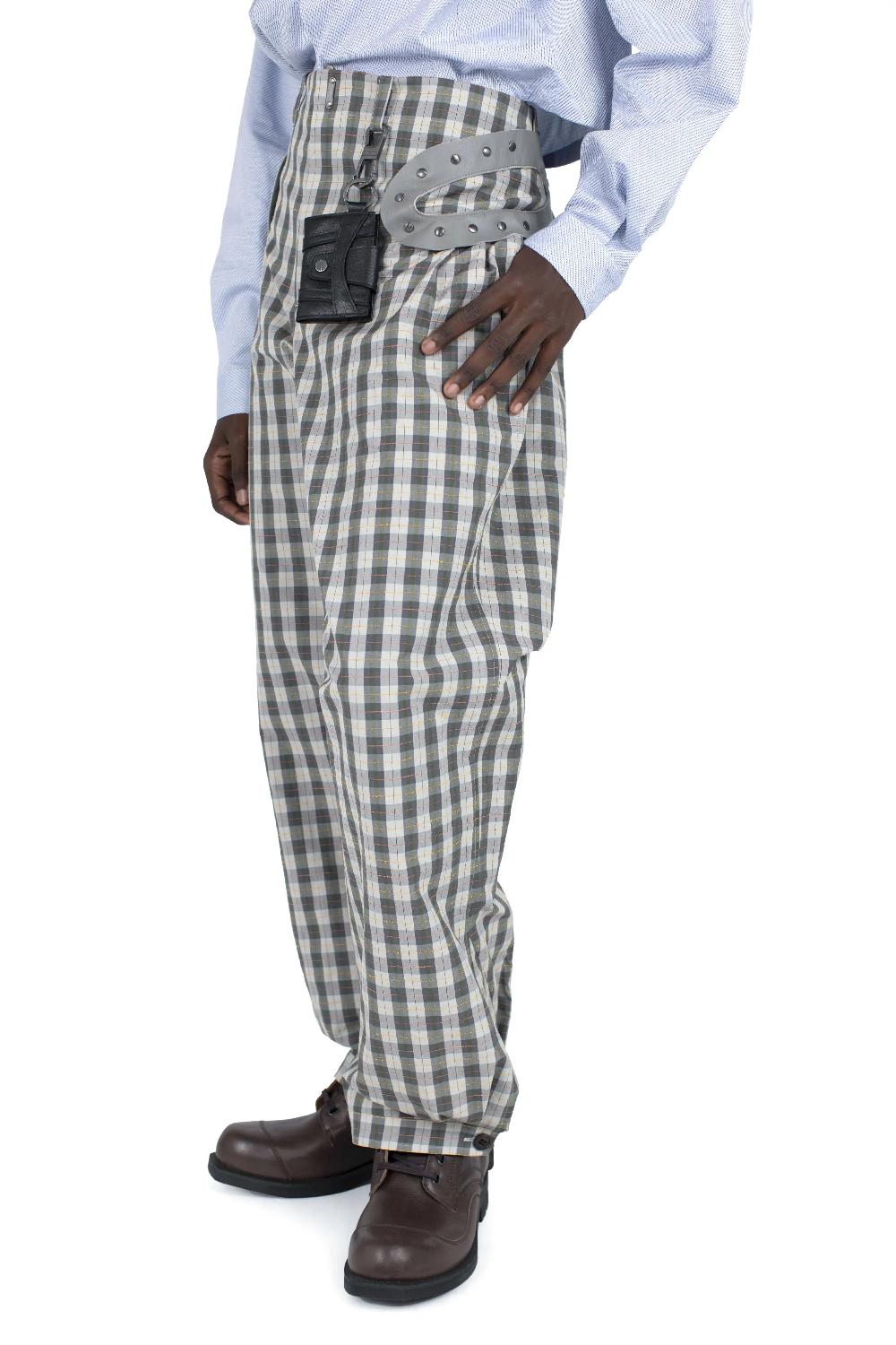 Kiko Kostadinov FITZ TROUSER - OYSTER CHECK/TAUPE