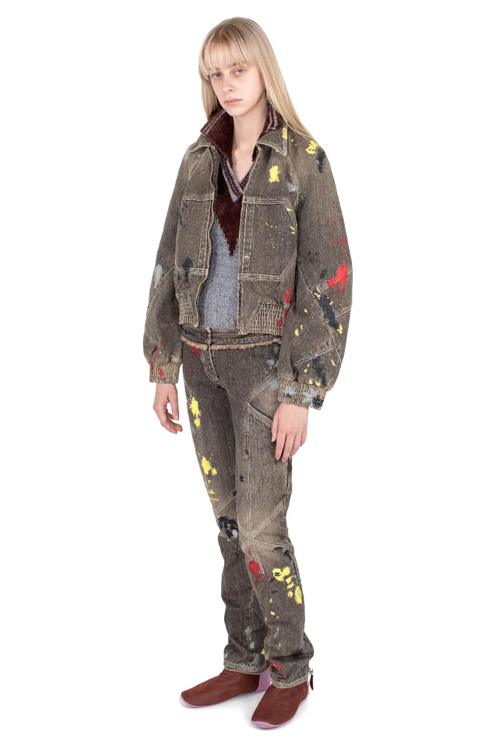 Kiko Kostadinov K PAINTED SLIM JEAN - WASHED BROWN