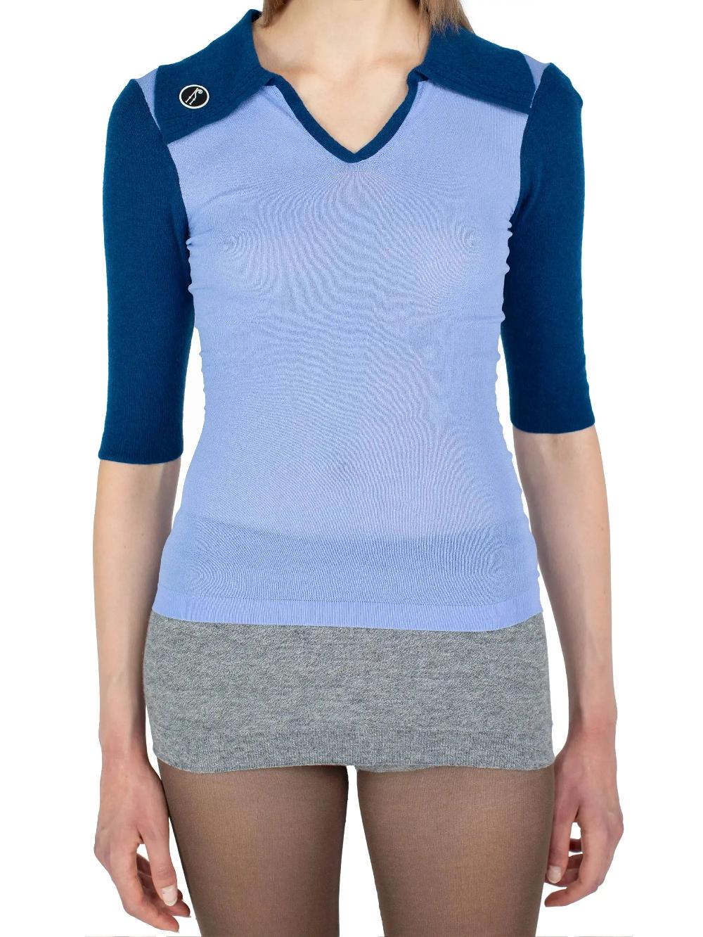 kiko kostadinov LARISSA KNIT POLO - SKY BLUE