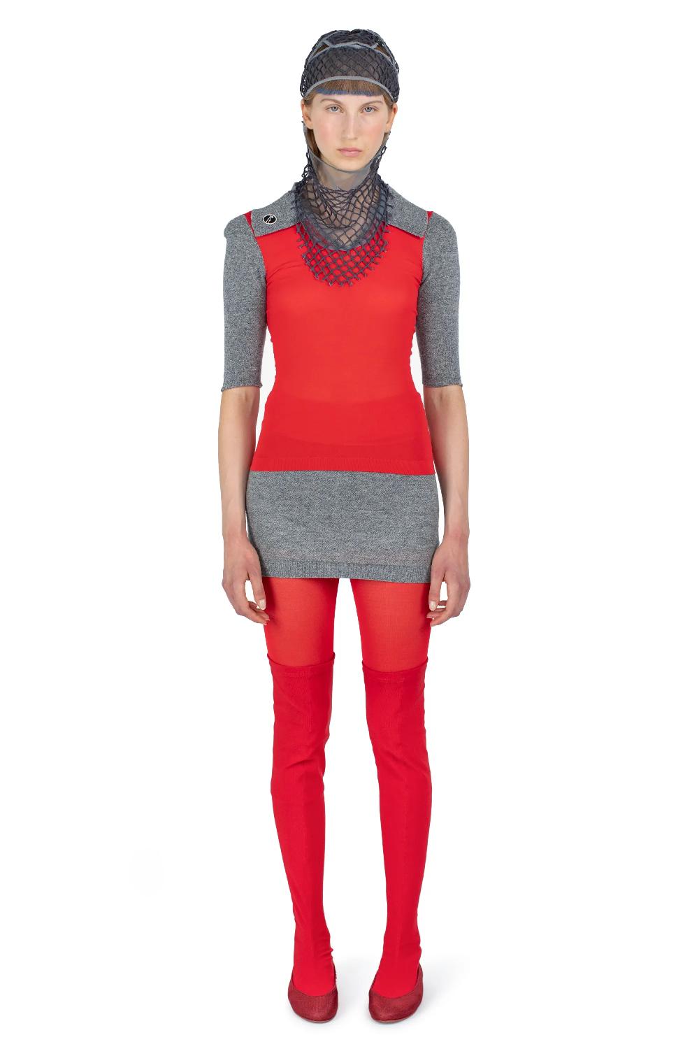 kiko kostadinov LARISSA KNIT POLO - VERMILLION RED