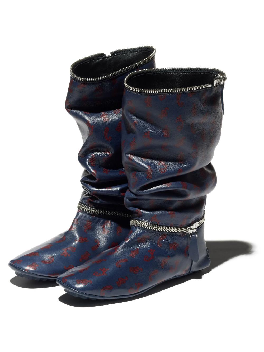 Kiko Kostadinov MODULAR DRIVING BOOTS - NAVY PAISLEY