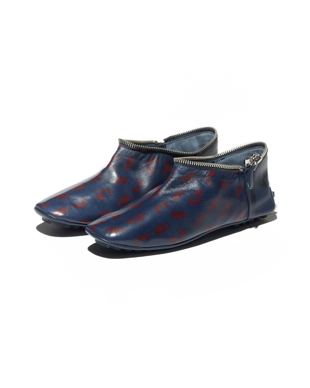 Kiko Kostadinov MODULAR DRIVING BOOTS - NAVY PAISLEY