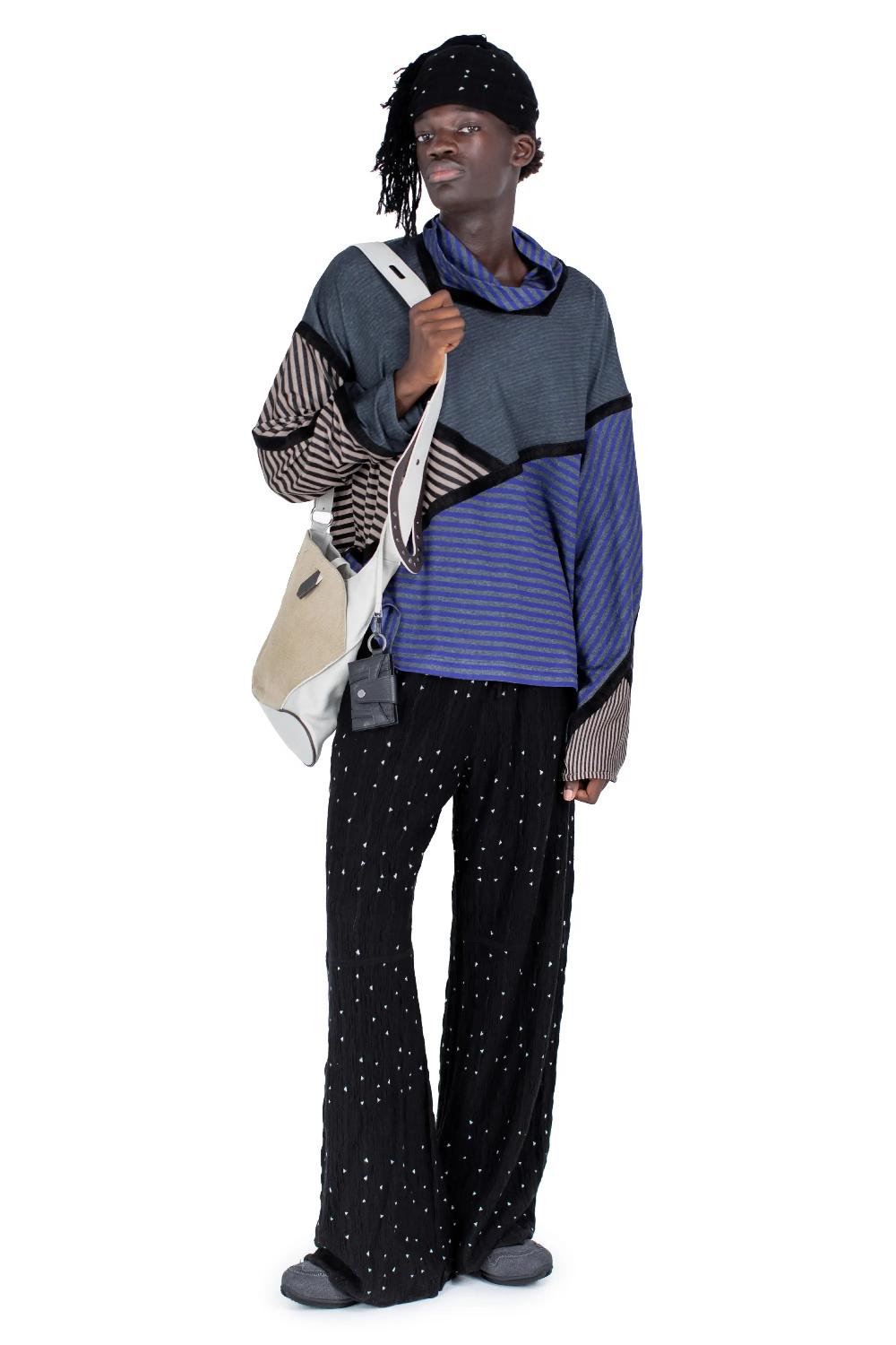 Kiko Kostadinov RADAY SHORT JERSEY TOP - BLUE & GREY