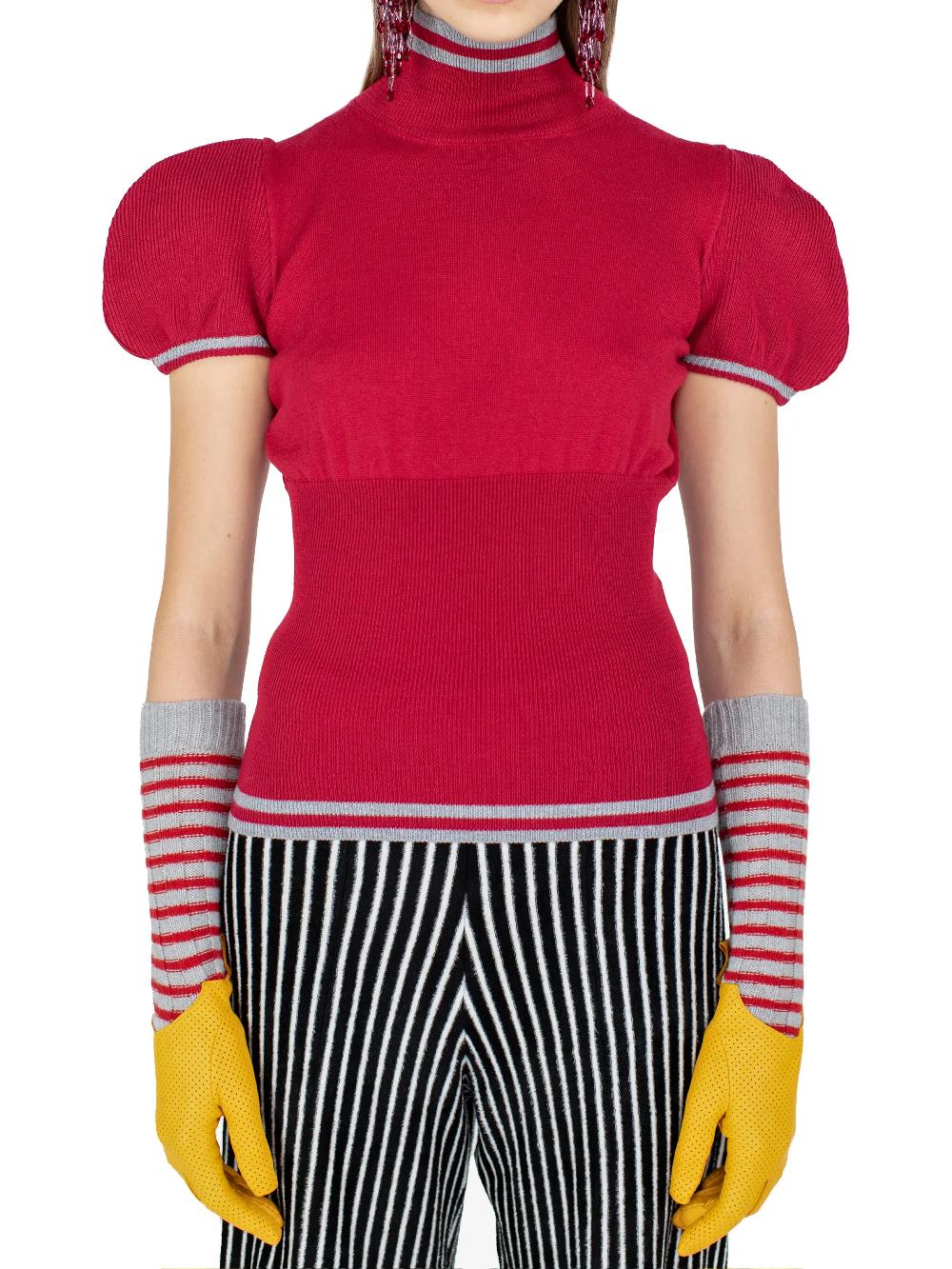 Kiko Kostadinov SIMONE KNIT TOP - CHERRY RED