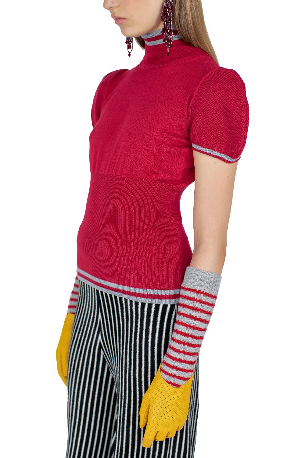 Kiko Kostadinov SIMONE KNIT TOP - CHERRY RED