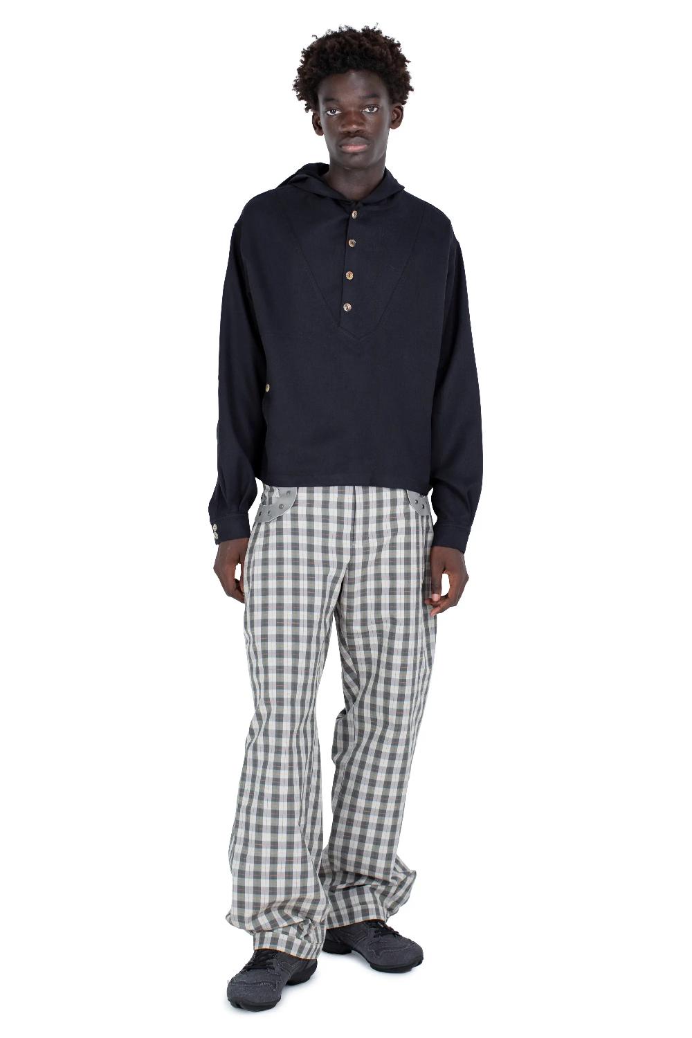 Kiko Kostadinov SLATINA HOODED TOP LS - COAL BLACK