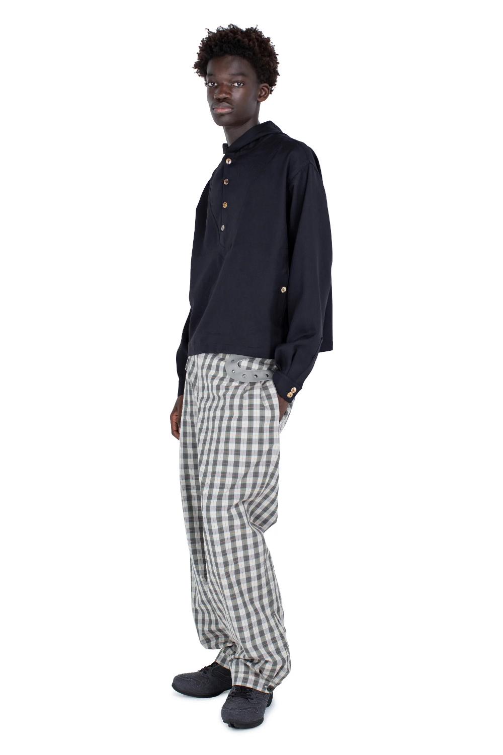 Kiko Kostadinov SLATINA HOODED TOP LS - COAL BLACK