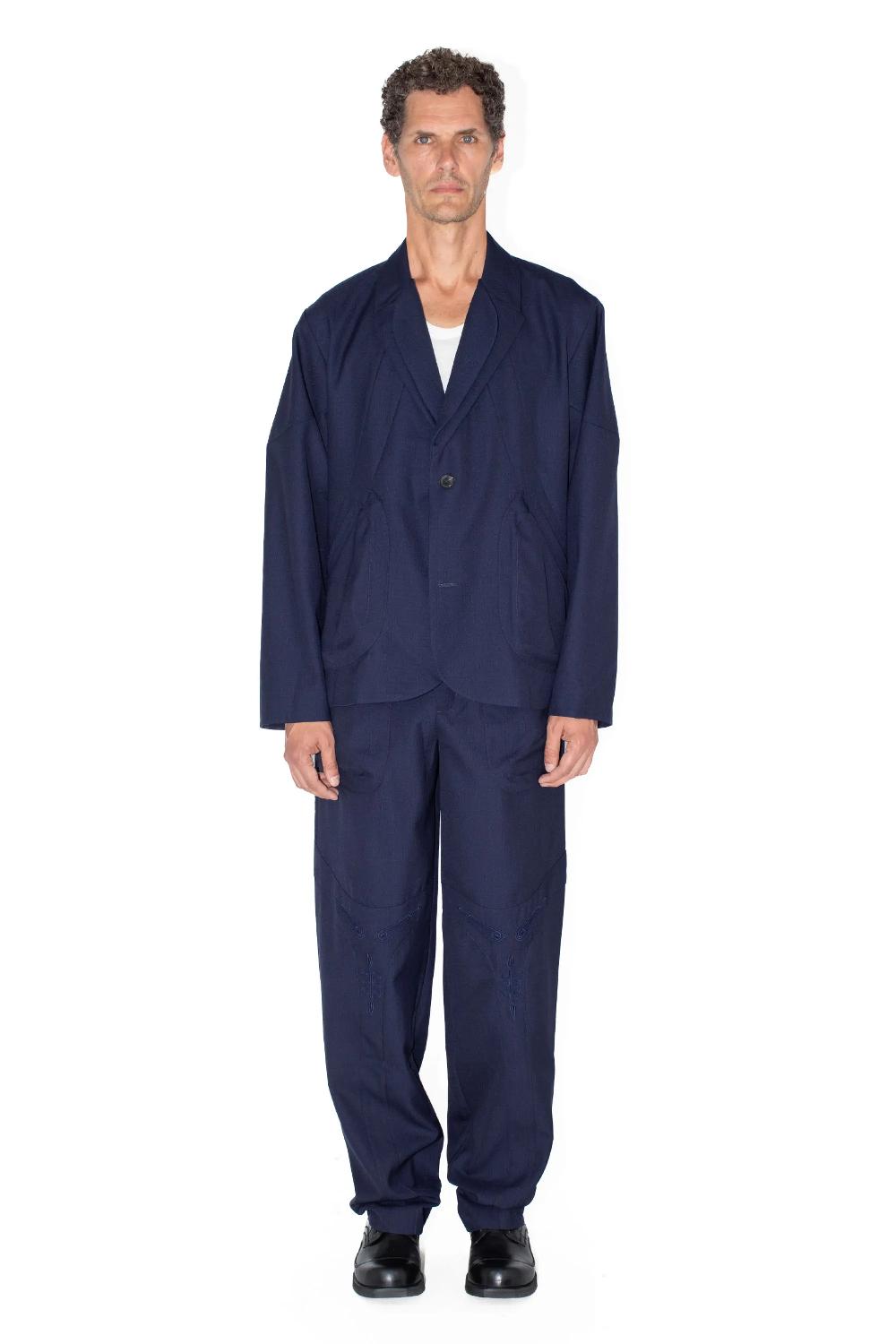 Kiko Kostadinov KLEES EMBROIDERED TROUSER - ORION BLUE