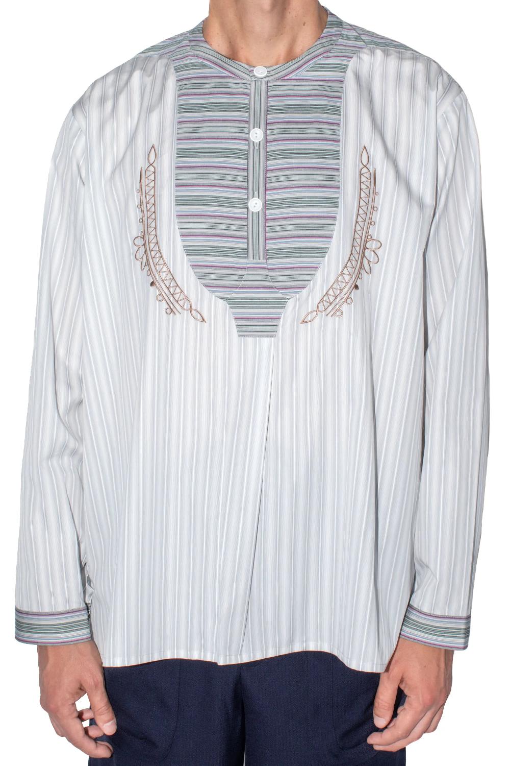 Kiko Kostadinov KUTCH OVERSHIRT - GREY WIDE STRIPE/ CROCUS MULTI