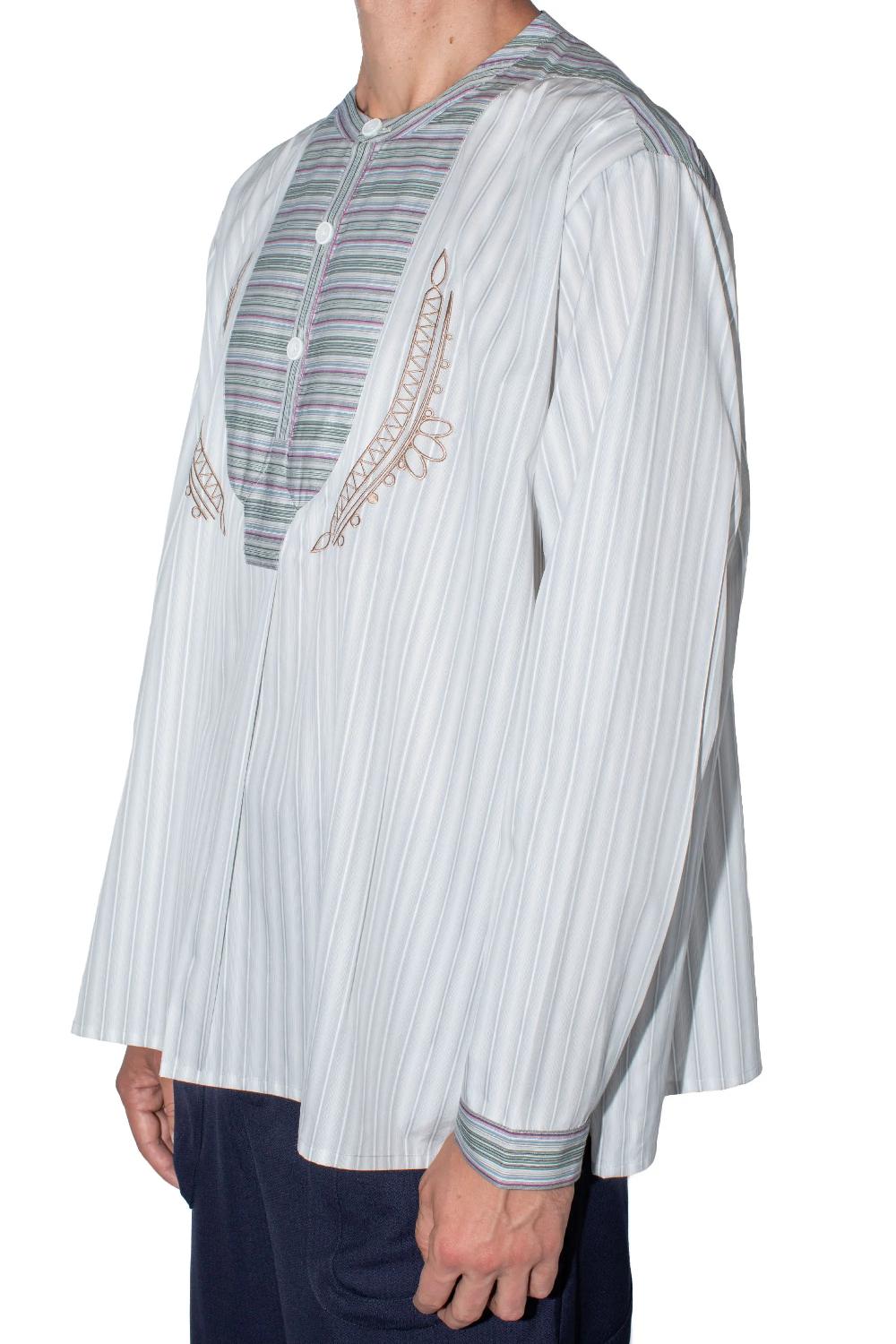 Kiko Kostadinov KUTCH OVERSHIRT - GREY WIDE STRIPE/ CROCUS MULTI