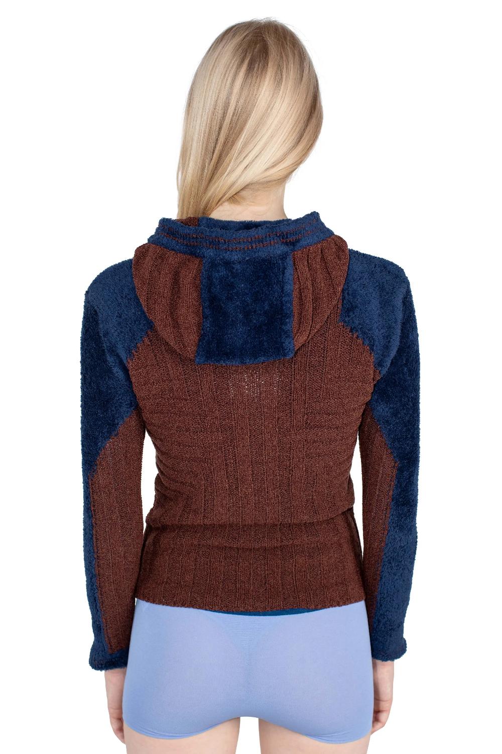 Kiko Kostadinov QUIMBY FITTED HOODED KNIT - MAHOGANY BROWN