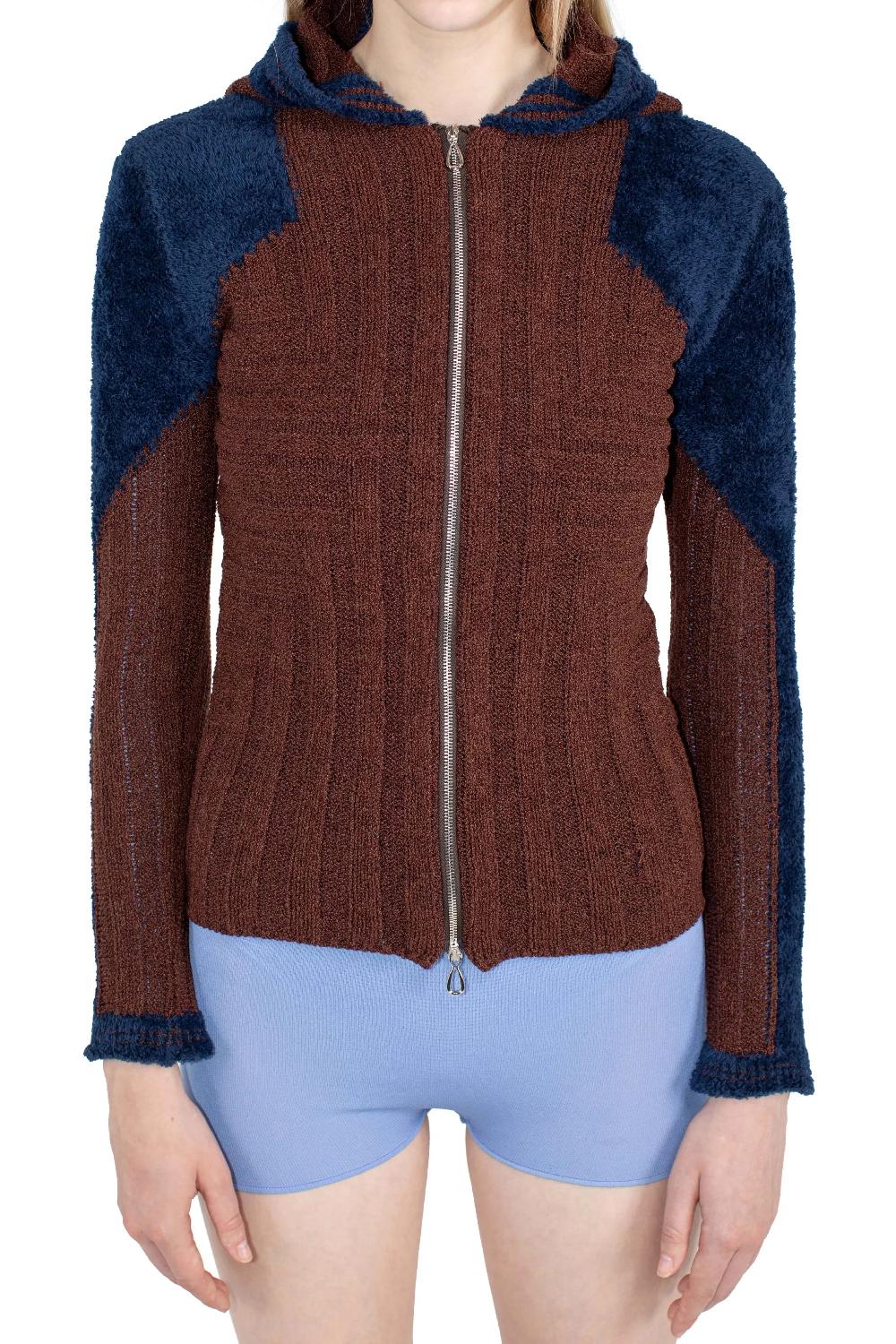 kiko kostadinov QUIMBY FITTED HOODED KNIT - MAHOGANY BROWN