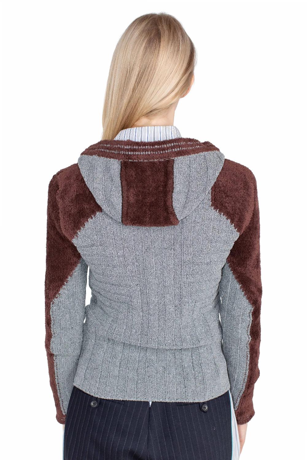 Kiko Kostadinov QUIMBY FITTED HOODED KNIT - SPECKLED FOSSIL GREY