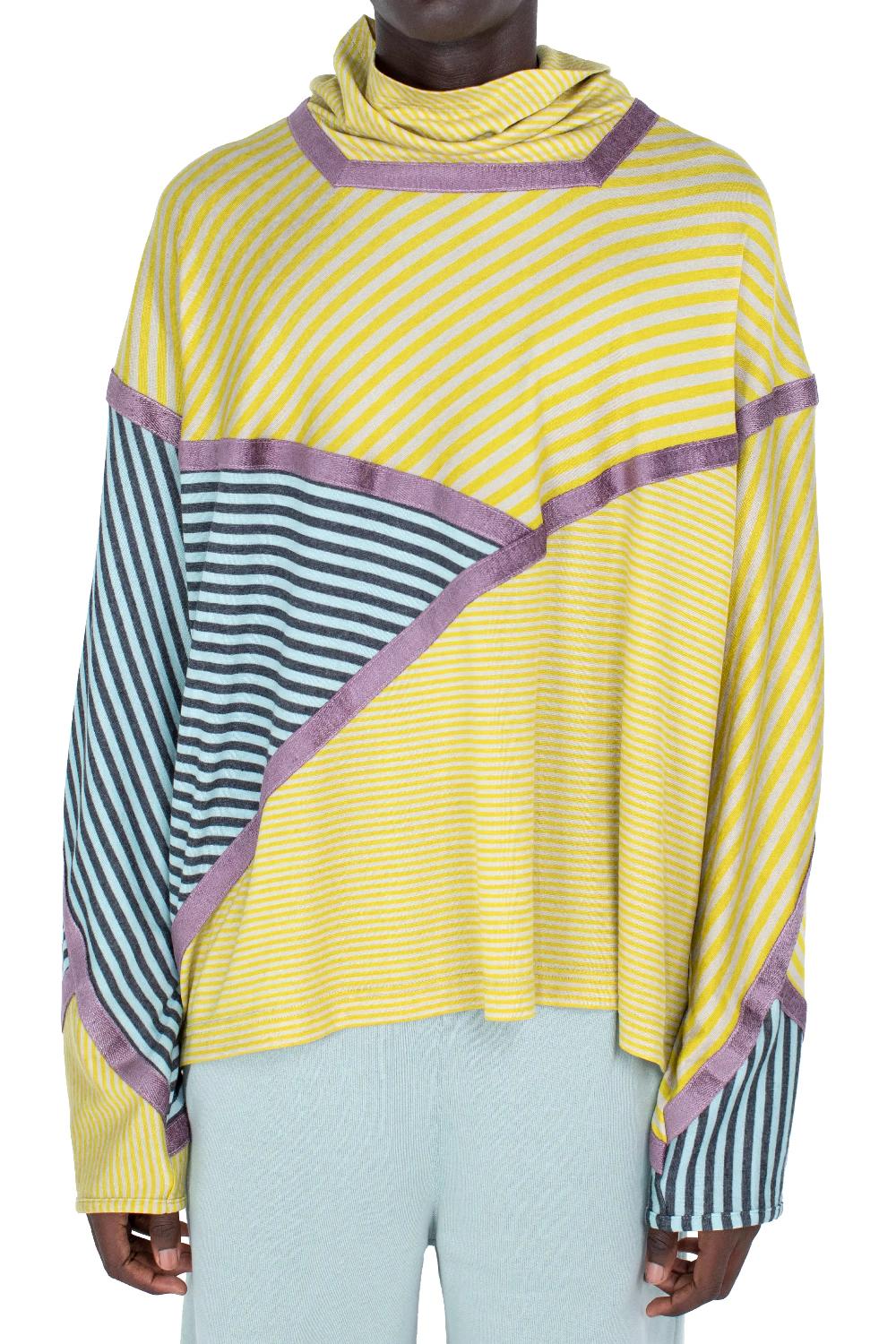 Kiko Kostadinov RADAY SHORT JERSEY TOP - LEMON & LIGHT GREY