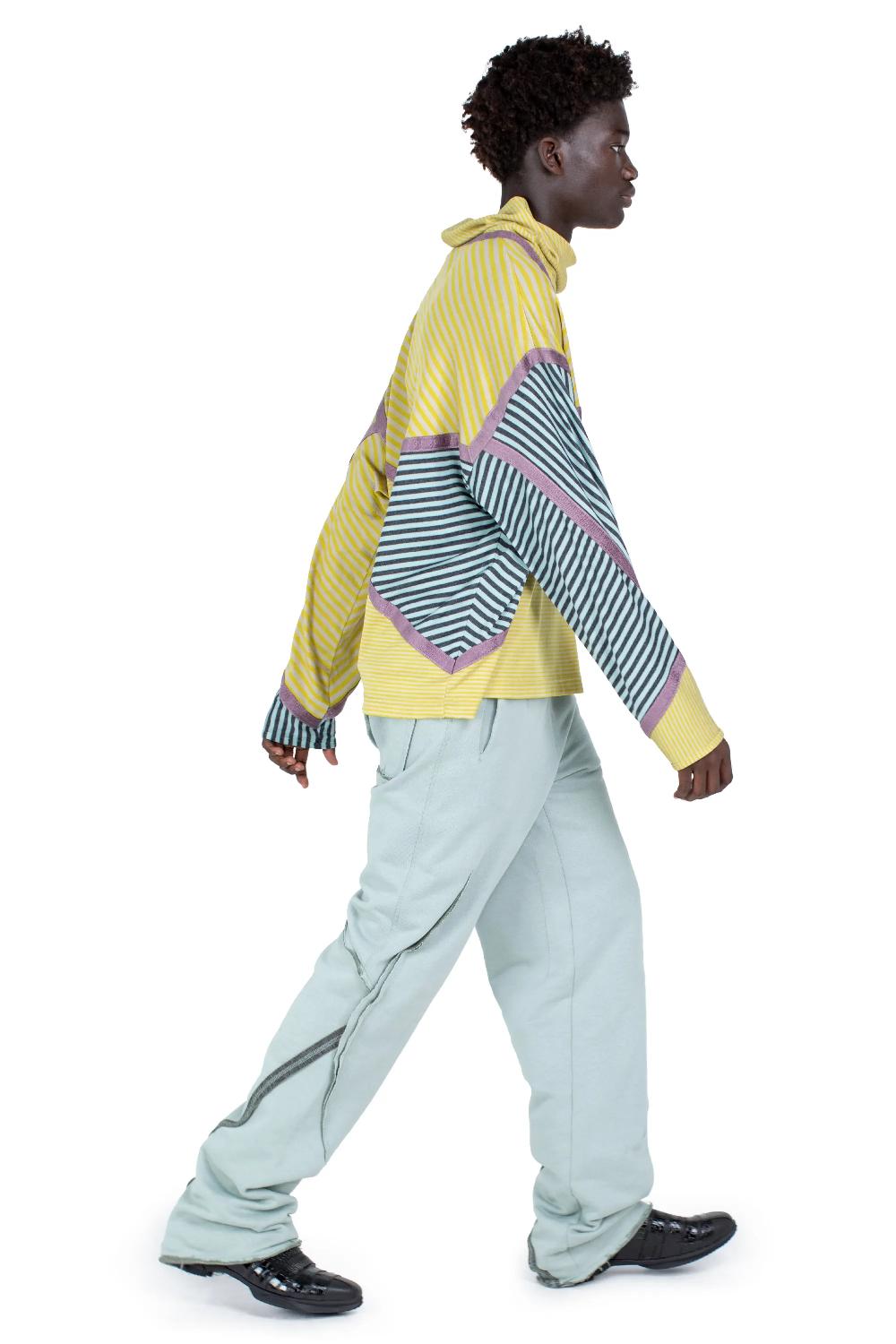 Kiko Kostadinov RADAY SHORT JERSEY TOP - LEMON & LIGHT GREY