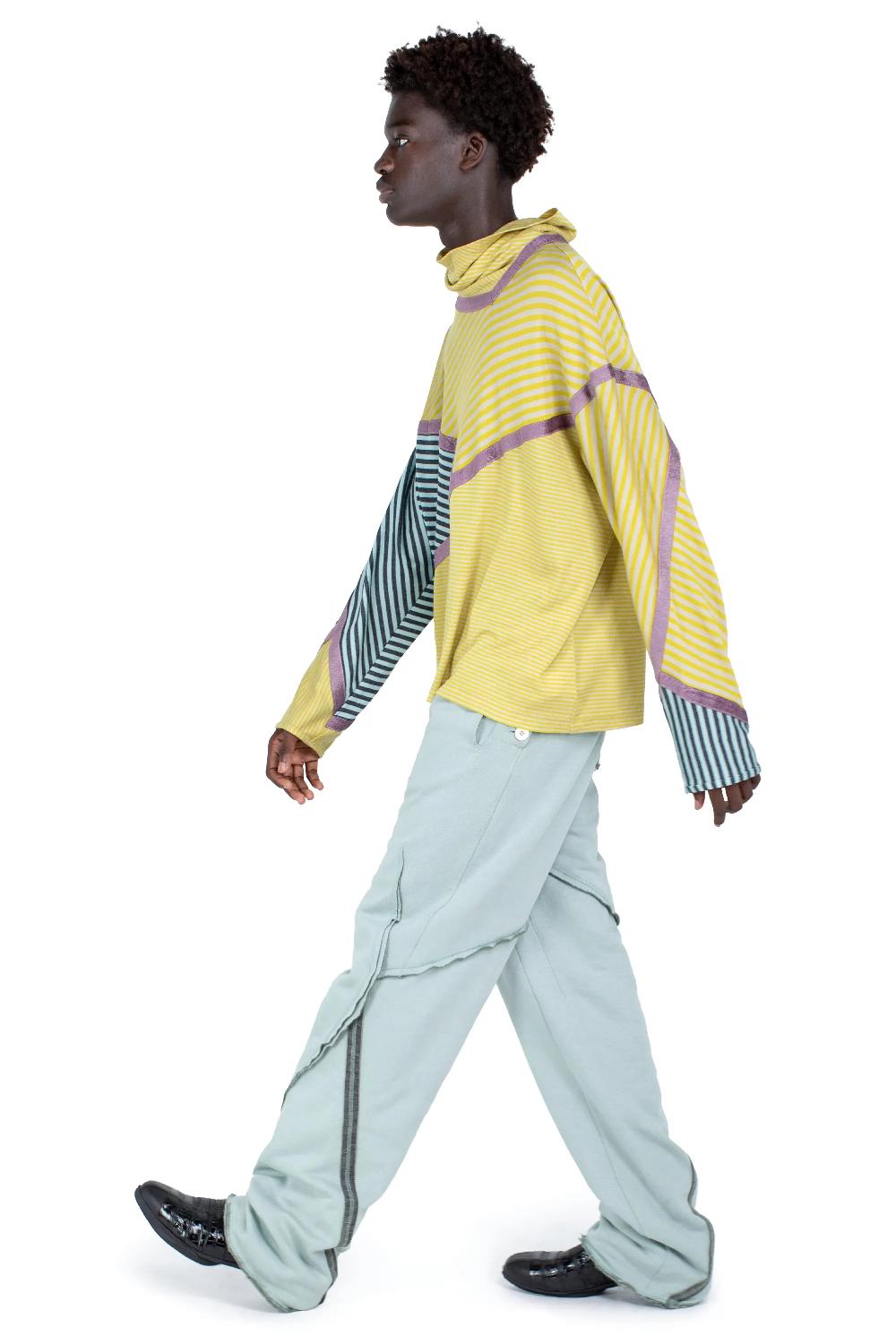 Kiko Kostadinov RADAY SHORT JERSEY TOP - LEMON & LIGHT GREY