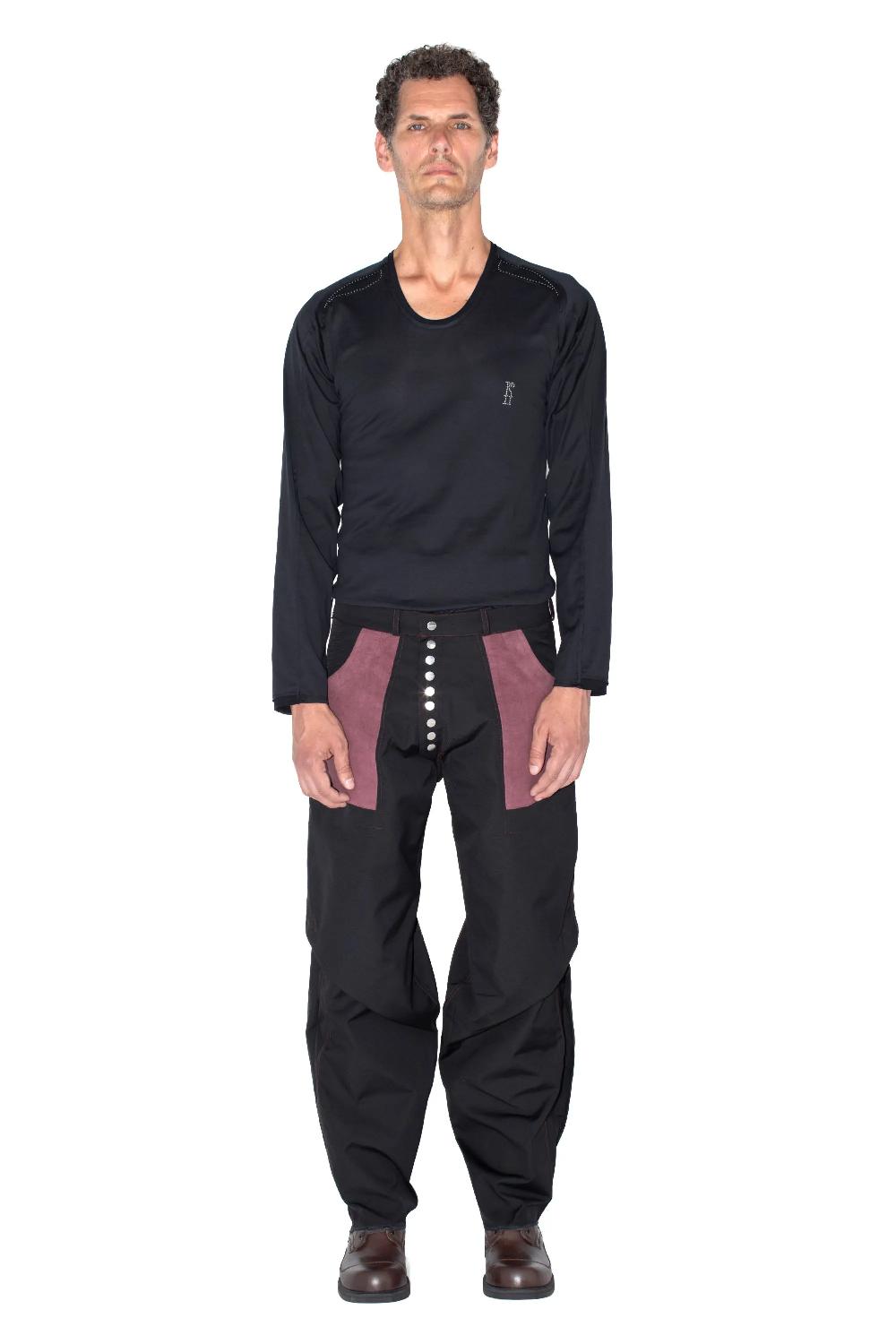 Kiko Kostadinov TRIPLE DART REVERSIBLE TROUSER - BLACK / DRY ROSE