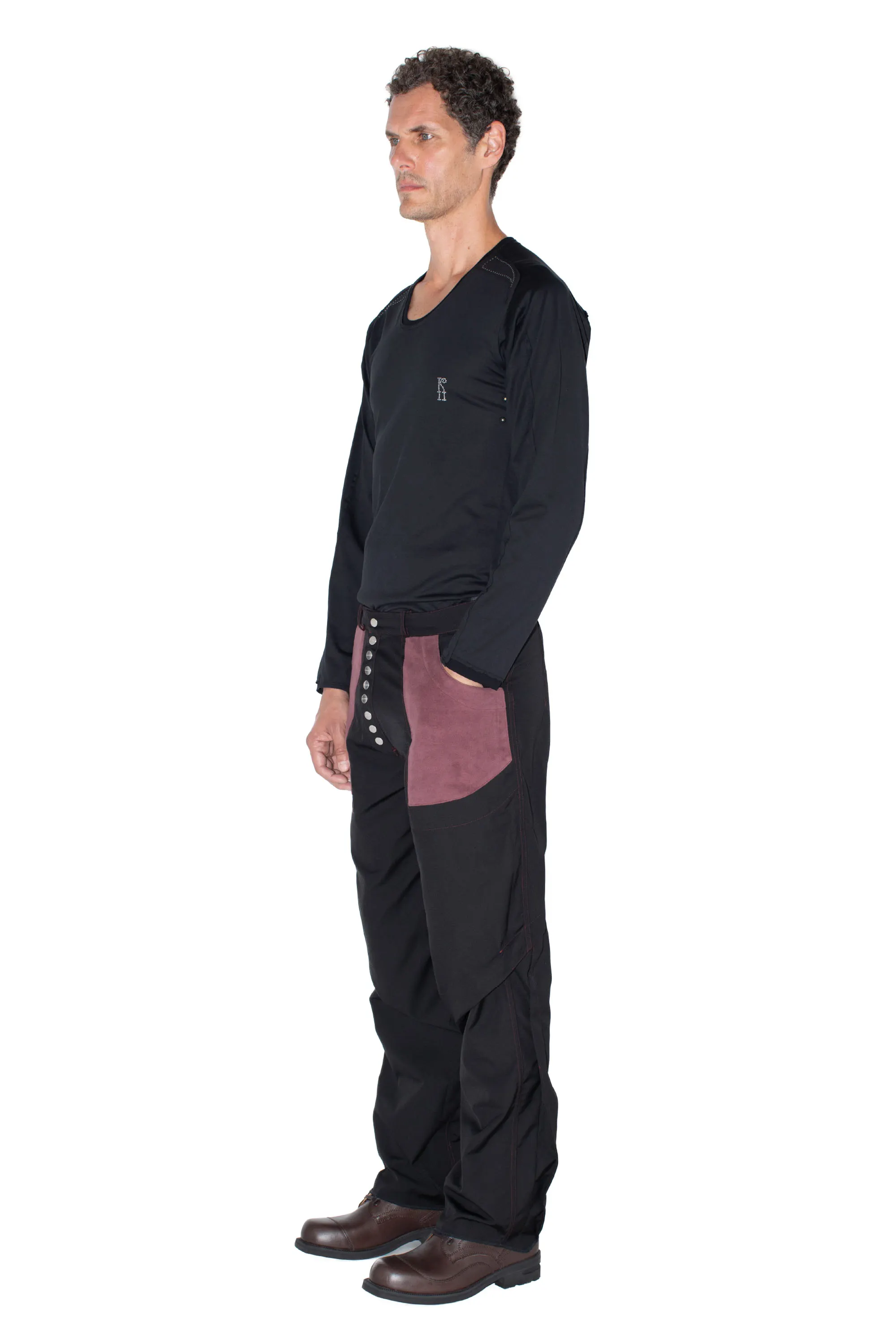 Kiko Kostadinov TRIPLE DART REVERSIBLE TROUSER - BLACK / DRY ROSE