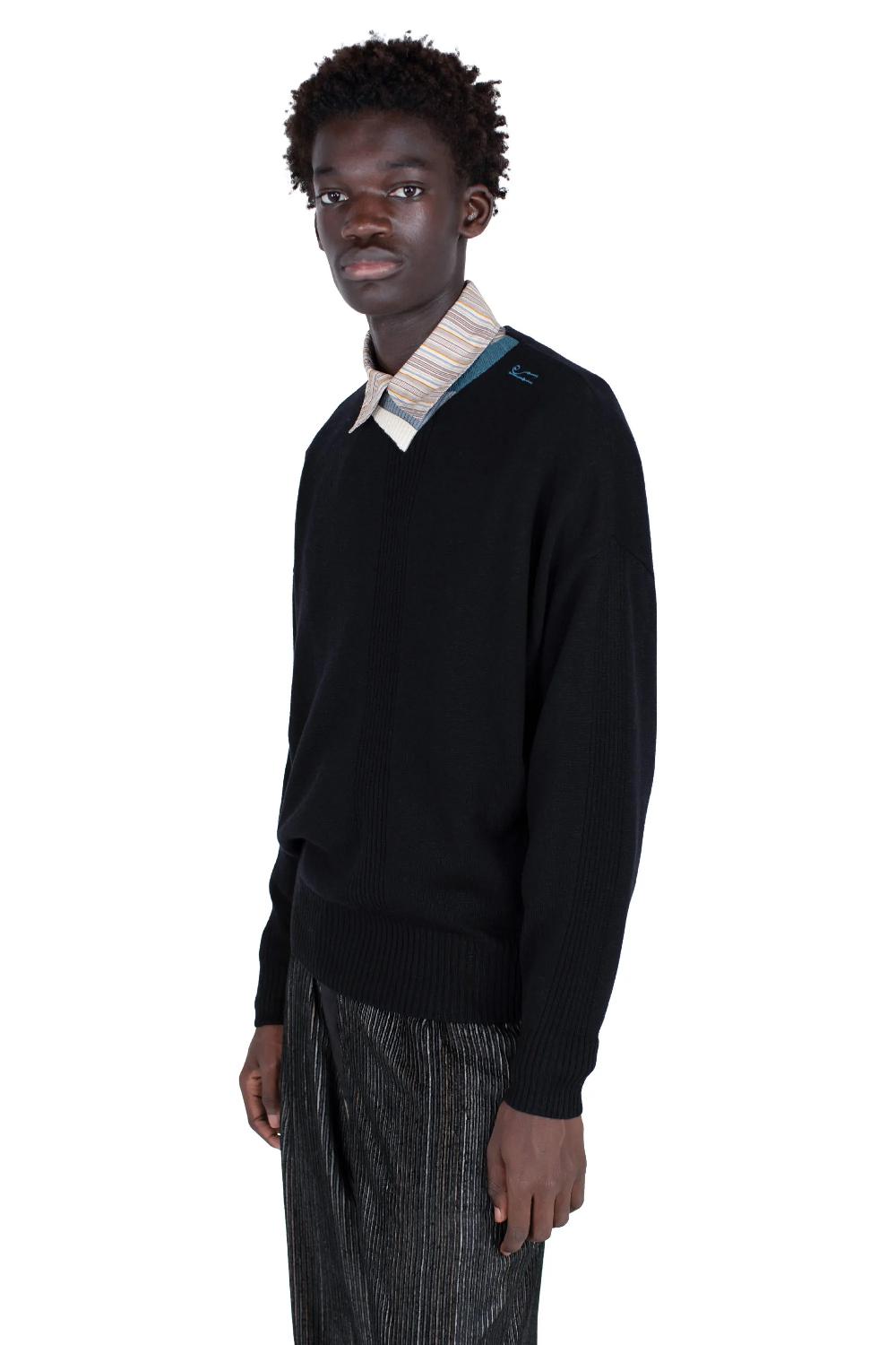 Kiko Kostadinov VIG MULTI COLLAR JUMPER - BLACK/CREAM/PINE