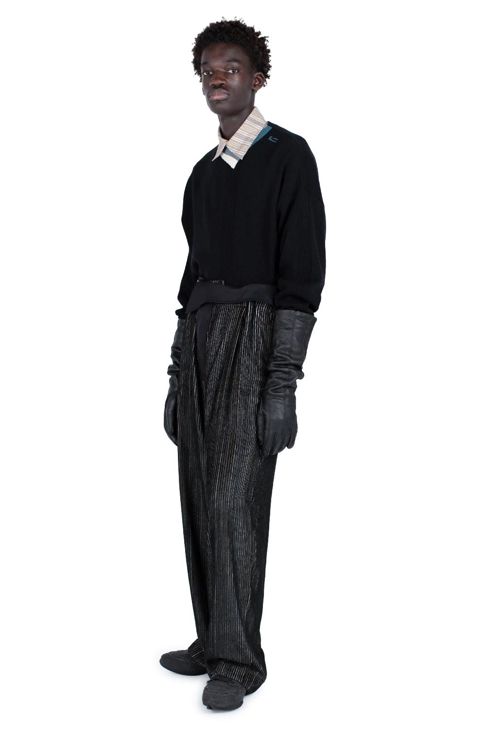 Kiko Kostadinov VIG MULTI COLLAR JUMPER - BLACK/CREAM/PINE