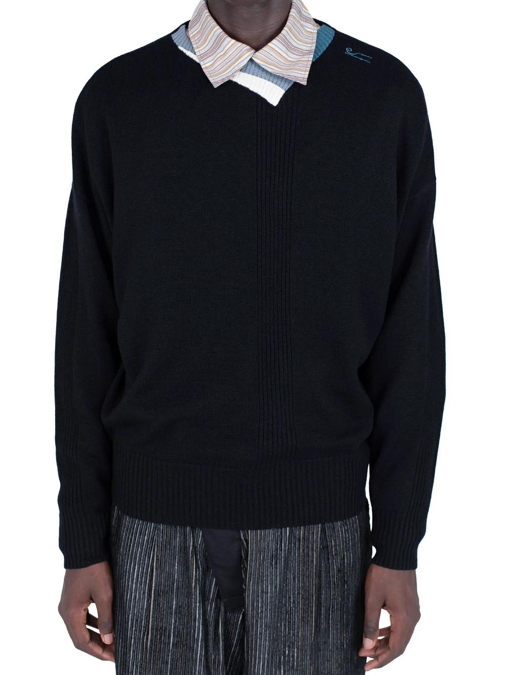 kiko kostadinov VIG MULTI COLLAR JUMPER - BLACK/CREAM/PINE