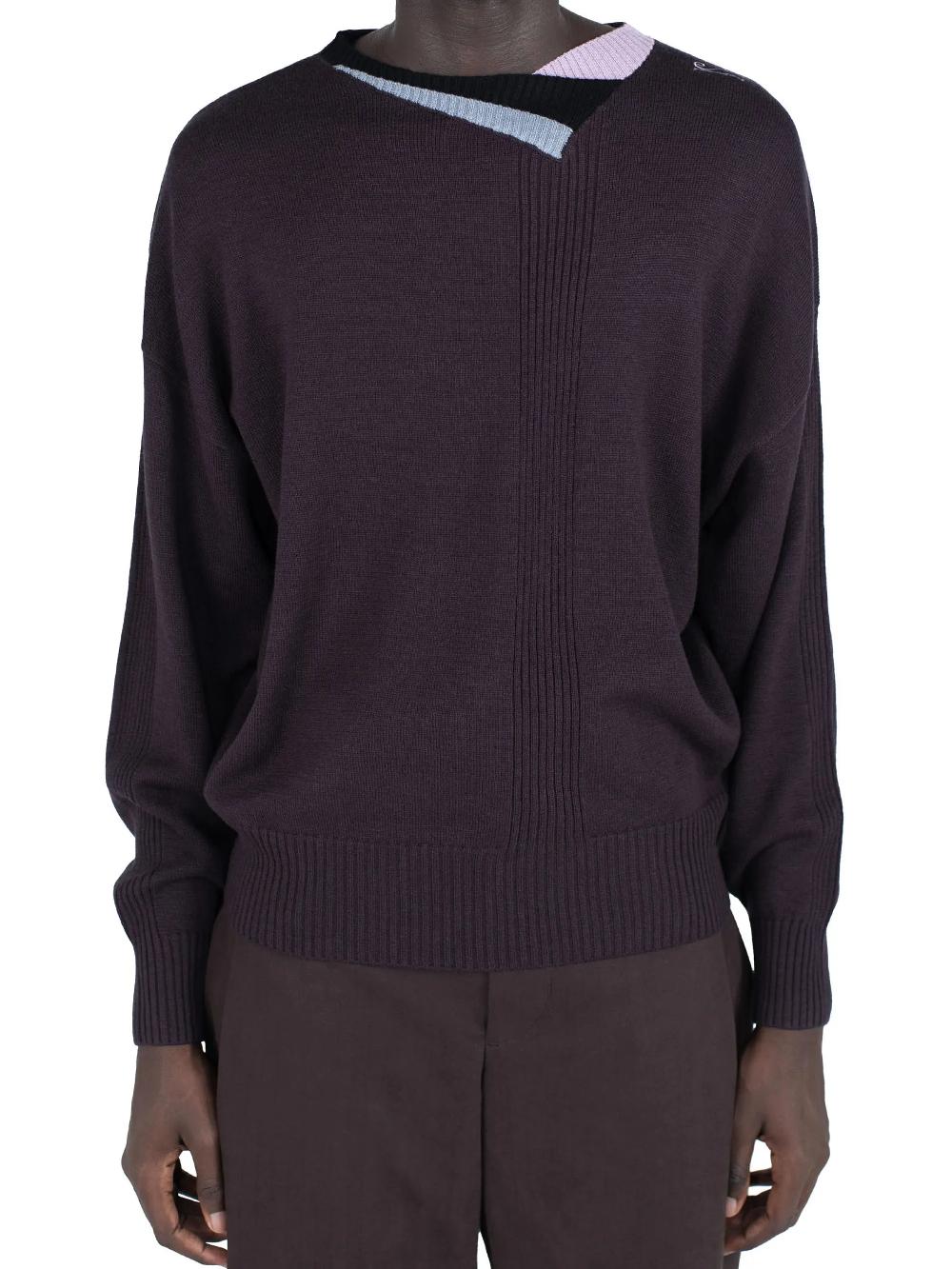 Kiko Kostadinov VIG MULTI COLLAR JUMPER - DARK BROWN/PINE/LILAC