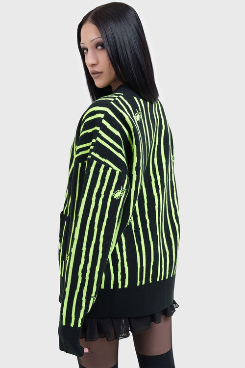 Killstar Beetlejuice Beetlejuice Beetlejuice Intarsia Cardigan Black/Green