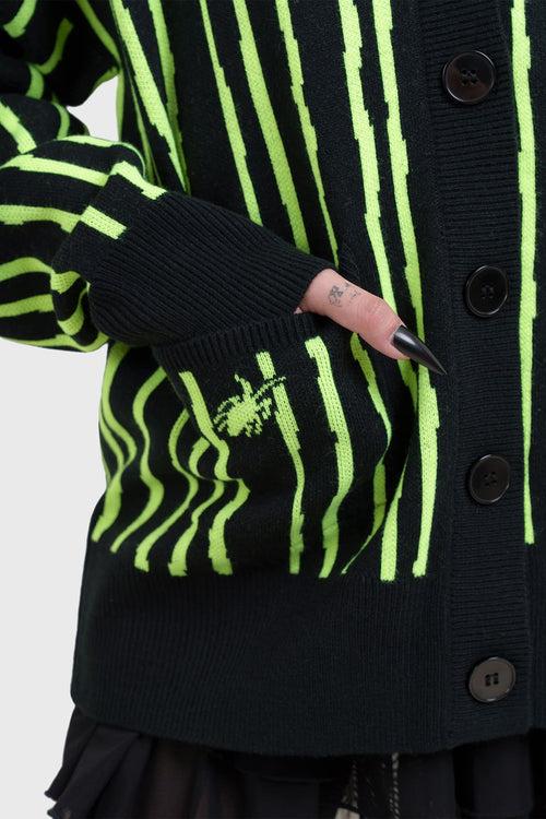 Killstar Beetlejuice Beetlejuice Beetlejuice Intarsia Cardigan Black/Green