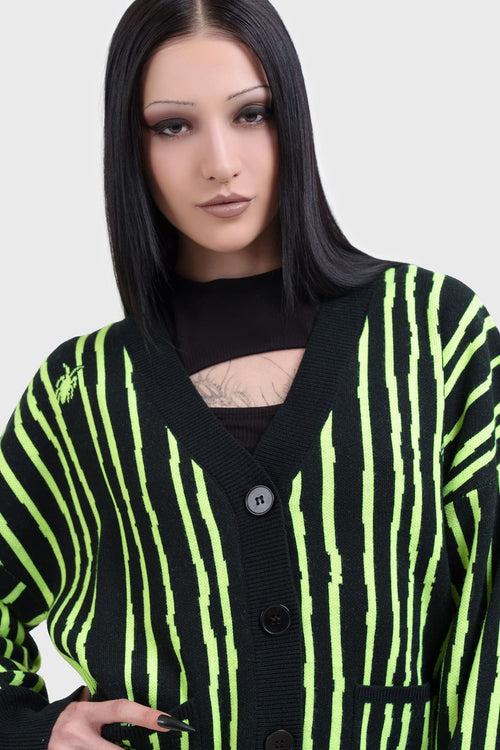 Killstar Beetlejuice Beetlejuice Beetlejuice Intarsia Cardigan Black/Green
