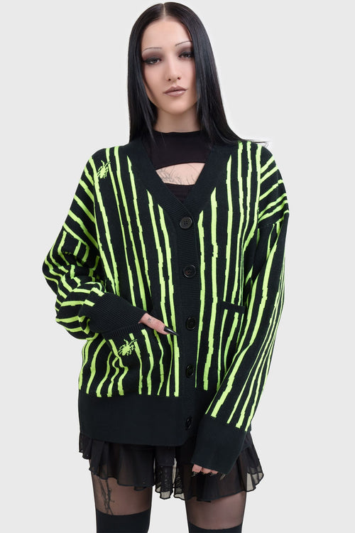 killstar Beetlejuice Beetlejuice Beetlejuice Intarsia Cardigan Black/Green