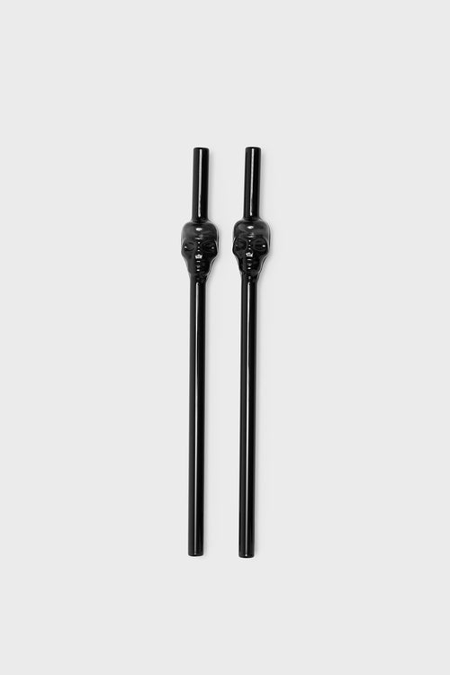 killstar Cranium Skull Drinking Straws And Brush Set Black/Clear