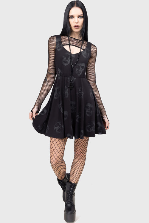 killstar Excellent Day For An Exorcism Skater Dress Black