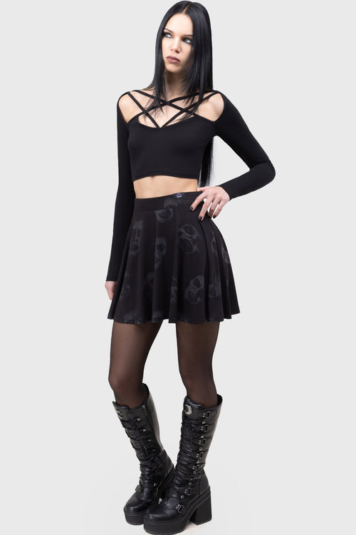 Killstar Excellent Day For An Exorcism Skater Skirt Black