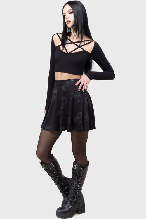 Killstar Excellent Day For An Exorcism Skater Skirt Black