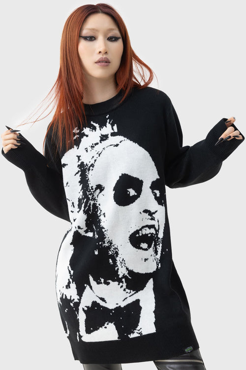 Killstar Ghost With The Most Intarsia Sweater Black