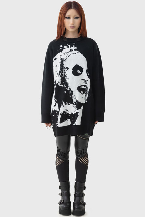 killstar Ghost With The Most Intarsia Sweater Black