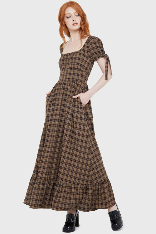 Killstar Grim Gretchen Dress [BROWN TARTAN] Brown Tartan